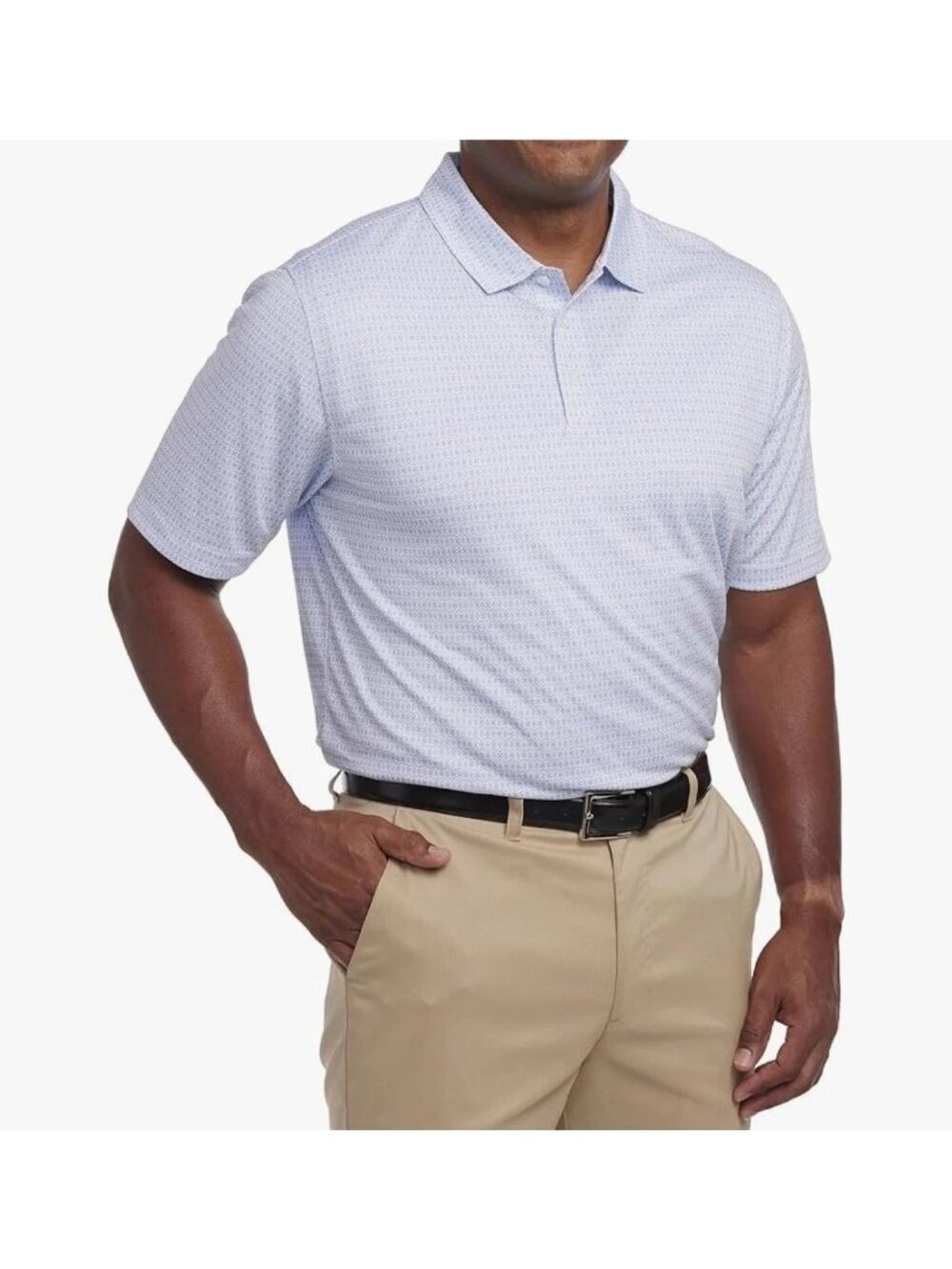 NWT Pebble Beach Men's XL Dry-Luxe Performance Polo Blue Geometric Pattern